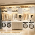 thumbnail image 5 of Homieasy Wall Cabinet with 2 Storage Shelf Towers, 46'' Wide Wall Organizer Cabinet with Door & Hanging Rod, Reversible, Small Wall Mounted Cabinet for Laundry, Bedroom, Closet, Garage, White, 5 of 7