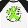 thumbnail image 4 of Inktastic Love, Care, Cure Lymphoma Awareness Lime Green Ribbon Hearts Boys or Girls Toddler T-Shirt, 4 of 5