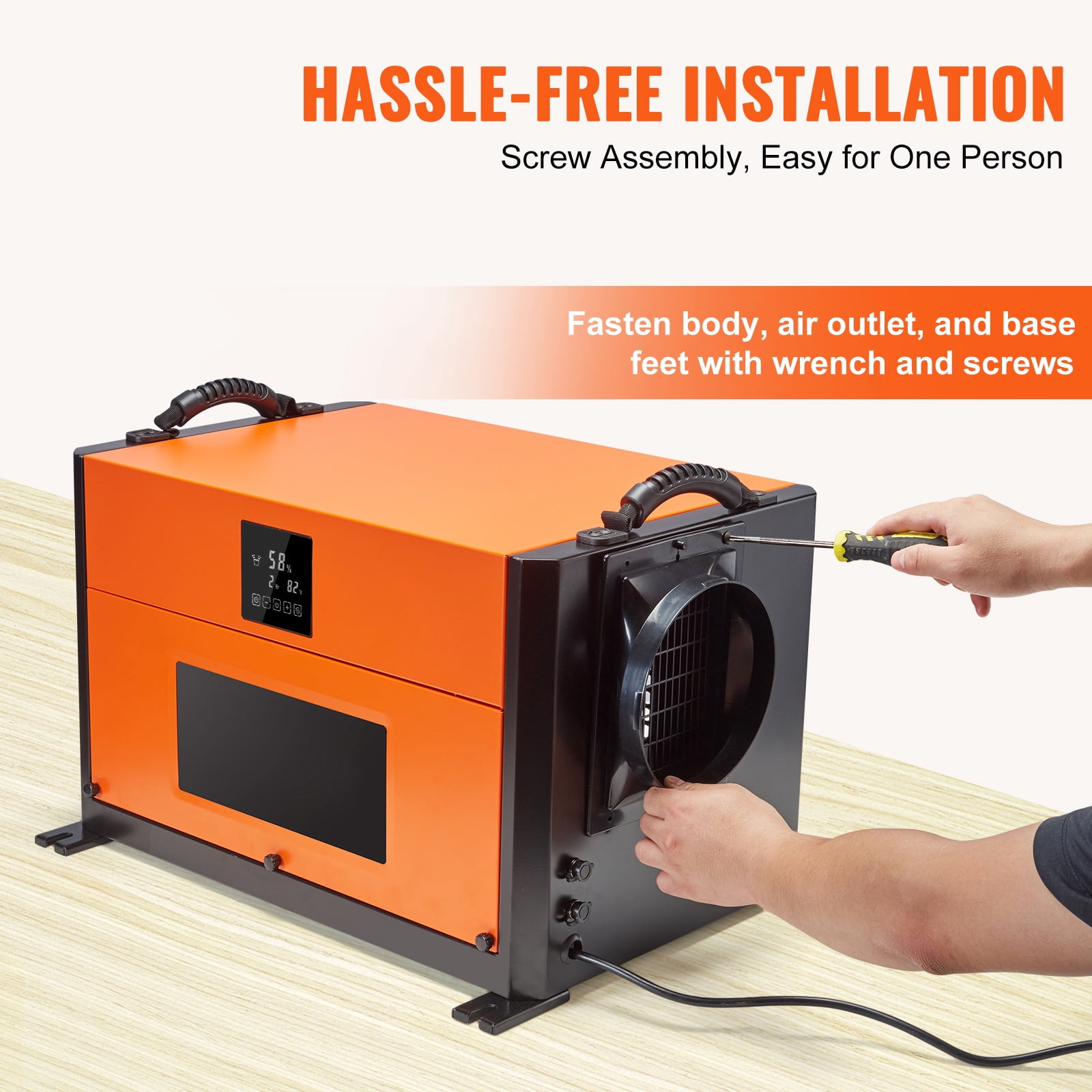 KFFKFF 190-Pint Commercial Dehumidifier with Drain Hose for Crawl Spaces, Basements, Warehouses, and Job Sites, High-Capacity Unit for Moisture Control and Water Damage Restoration, Auto Defrost