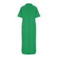 thumbnail image 4 of Besolor Robes Grande Taille pour Femmes Col en V à Revers Manches Longues Robe en Coton et Lin Ample Fluide Ourlet Arrondi Robe Midi, 4 of 5