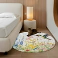 thumbnail image 3 of Floral Hummingbird Round Area Rug 4ft, Spring Watercolor Flowers Washable Non-Slip Circle Rugs for Bedroom Living Room Kitchen, Soft Non Shedding Circle Carpet for Dining Room Dorm, 3 of 9