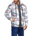 thumbnail image 2 of Uemuo Snowy Cottage Holiday Scene for Men's Fashion Full-zip Hoodies & Sweatshirts with Kangaroo Pocket, Zip-up Hooded Sweatshirt, Moisture Wicking & Breathable-X-Large, 2 of 5
