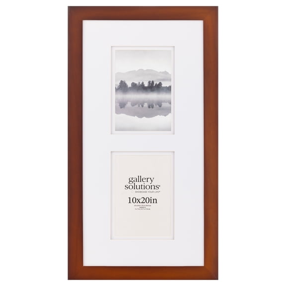 Gallery Solutions - 10"x20" Walnut Rectangular Photo Frame Wall Mount, for 5"x7" Pictures