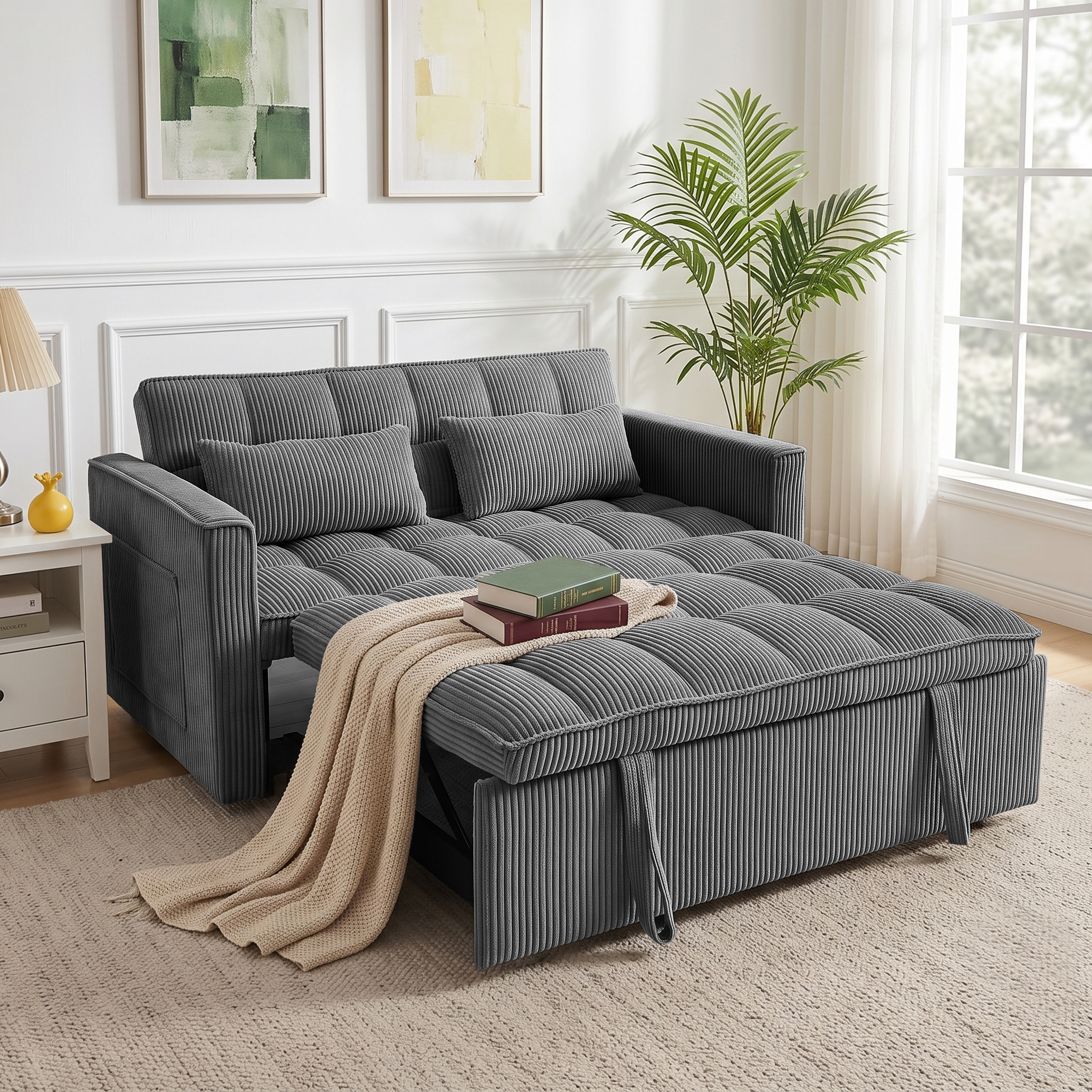 AISWORD 3-in-1 Convertible Sleeper Sofa, Dark Gray photo 1