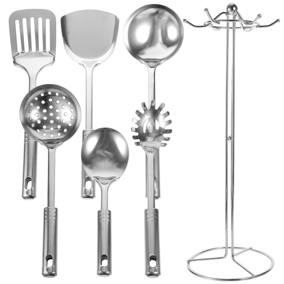 UPKOCH 6Pcs Stainless Steel Kitchen Utensil Set Silver Cooking Tools for Home and Restaurant