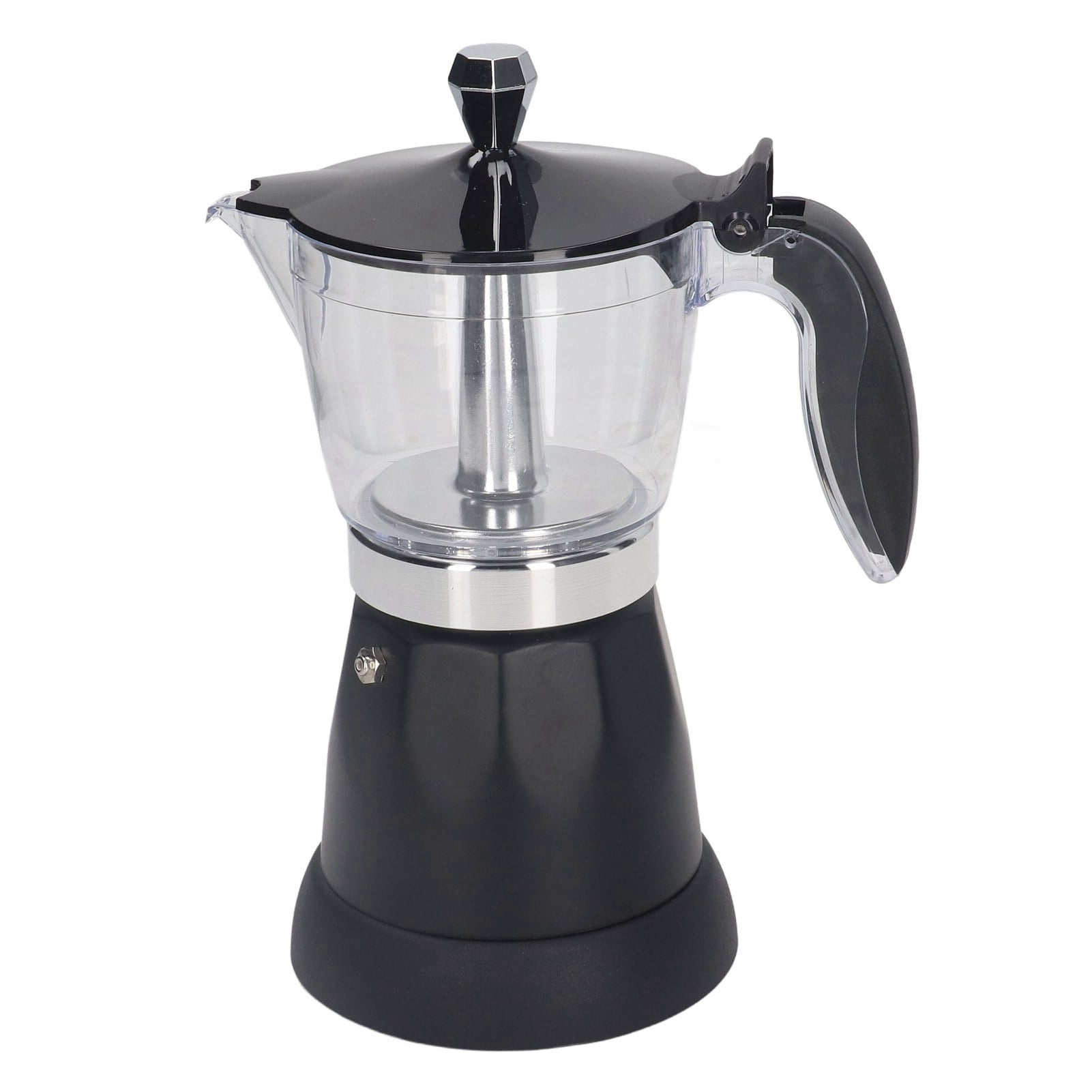 LAZIOEGR 6 Cup 300ML Electric Espresso Maker, Portable Transparent Top Italian Coffee Pot Machine, Aluminum Boiler, 220-240V EU Plug, Ideal for Home Kitchen and Office Use