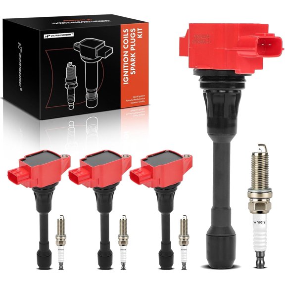 A-Premium (Red) Set of 8 Ignition Coil Pack and Iridium Spark Plugs Compatible with Nissan Altima 2007-2013, Sentra, Cube, Rogue, Rogue Select, Versa, 1.6L 1.8L 2.0L 2.5L, Replace# 22448ED000 9029