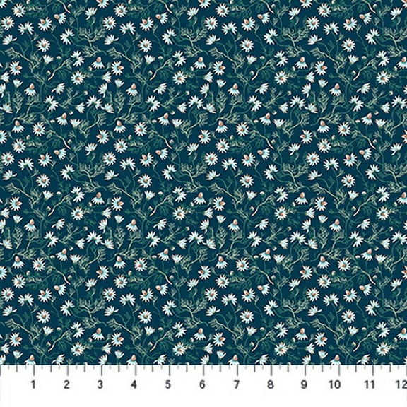 Tiny navy daisy fabric - Chamomile FIGO Fabrics fabric quilt cotton Sold by the Quarter Yard
