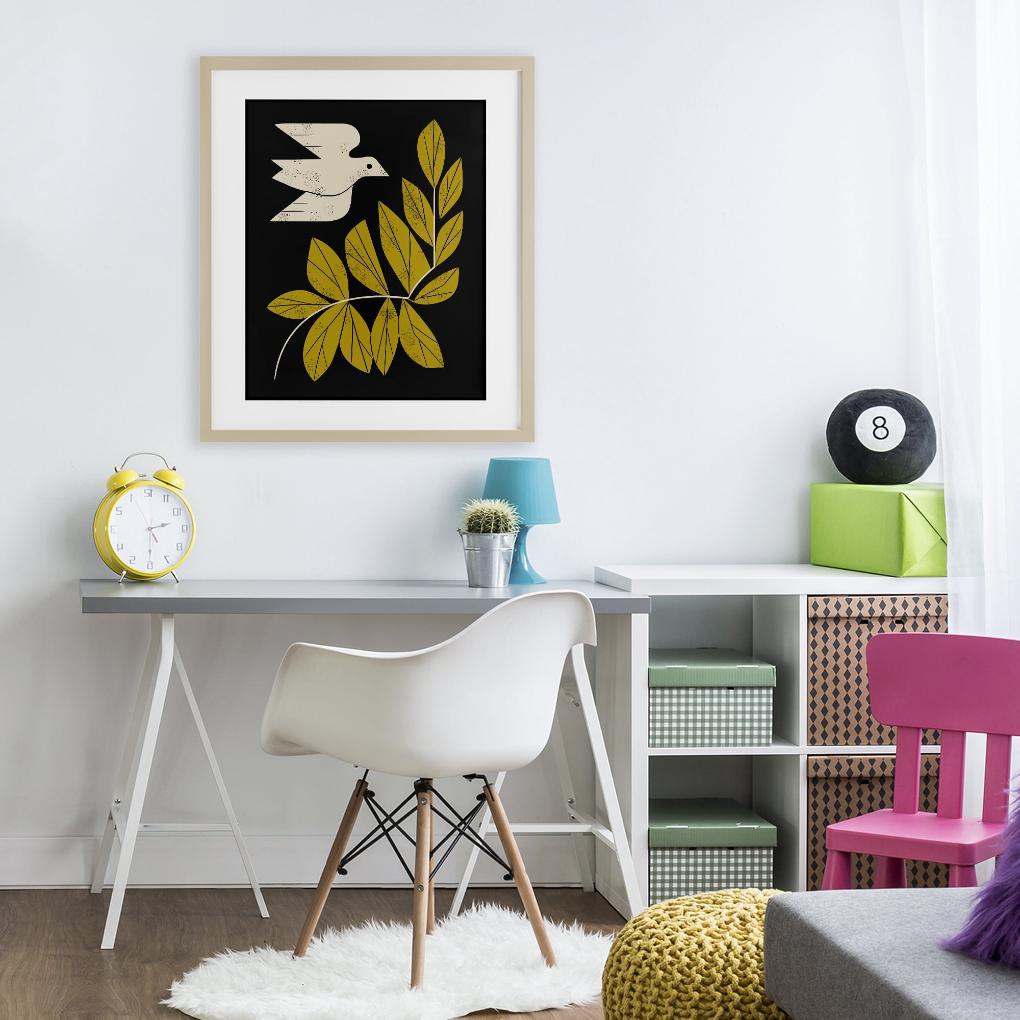 Stupell Industries Midcentury Dove & Branch Birch Framed Print Under Glass, design by Renea L. Thull