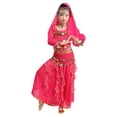 thumbnail image 2 of CUZIBR Toddler Girls Dance Performance Outfit Sets Belly Dance Kids Ethnic Dance Dress Stage For Children Clothes Sets,Hot Pink,7-10 Years, 2 of 5