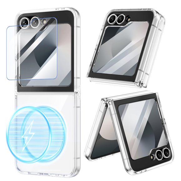 Funda VEGO para Samsung Z Flip 6, transparente, de TPU, compatible con MagSafe