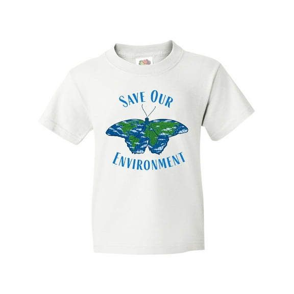 Inktastic Save Our Environment Earth Butterfly Youth T-Shirt