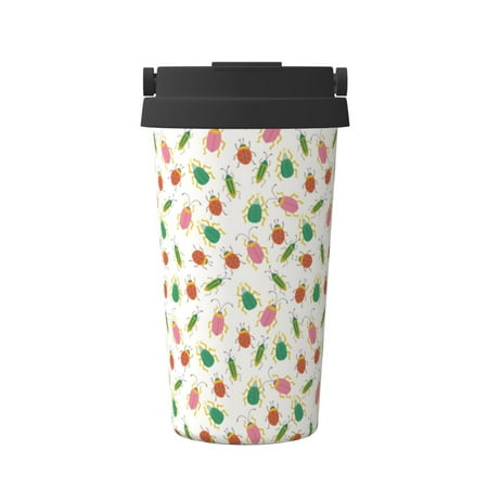

Pofeuu Colorful Insect1 Print Coffee Mug Iced Coffee Tumbler Cup Double Wall Vacuum Leak-Proof Thermos Mug CoffeeThermos Travel Mug