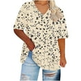 thumbnail image 2 of Blczomt Floral Womens Tops Plus Size Summer T Shirts Casual Short Sleeve Beige Blouses Women, 2 of 5