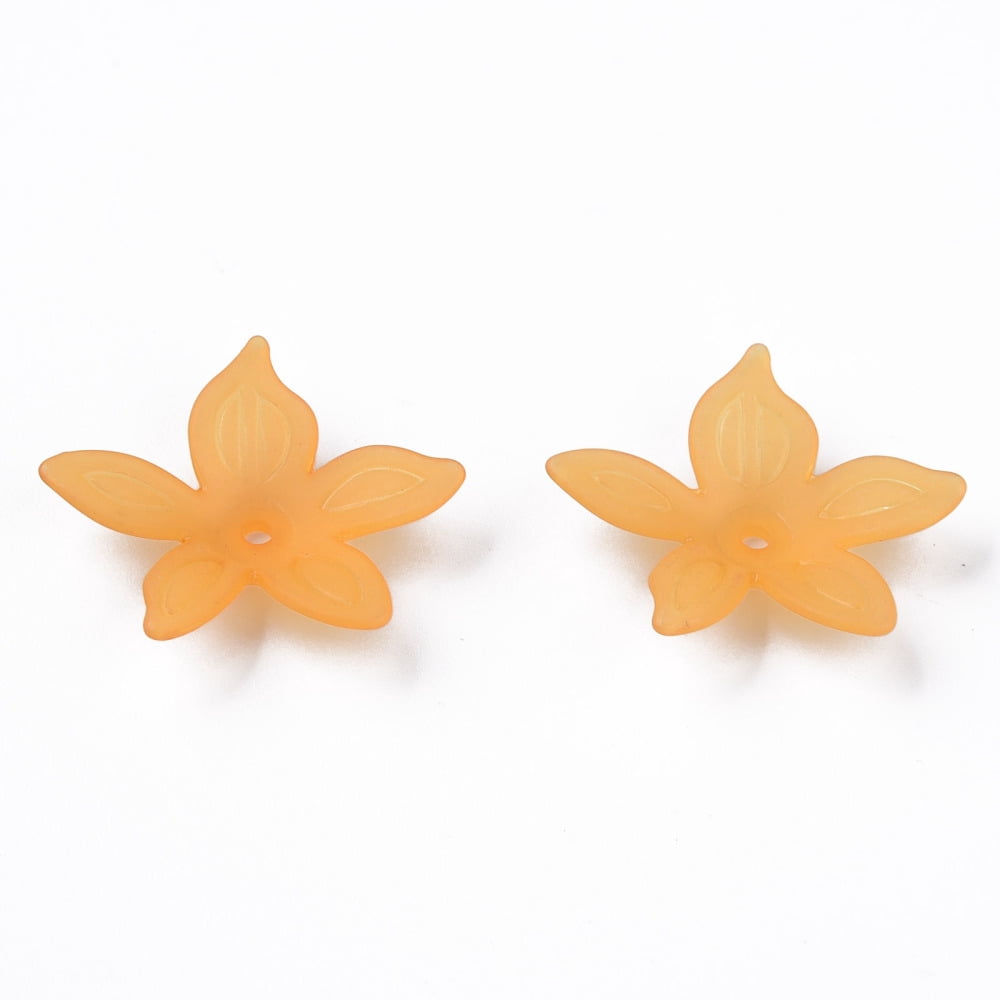Transparent Acrylic Beads Frosted Flower Sandy Brown 26x27x6mm Hole: 1.8mm 980pcs/500g