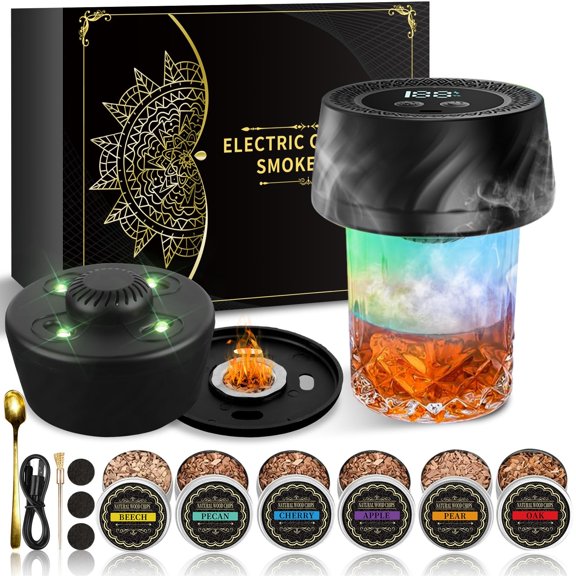 Kit eléctrico ahumador de whisky ANITEHI con 6 virutas de madera