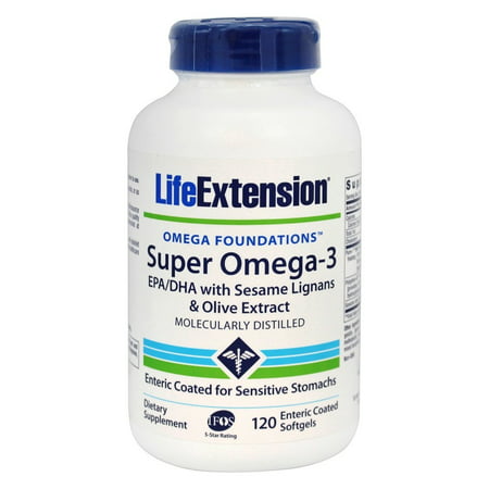Life Extension - Super Omega-3 EPA / DHA avec sésame lignanes et l'extrait d'olive - 120 ENROBAGE Gélules