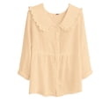 thumbnail image 4 of QASIEATN Womens Collar Long Sleeve Button Down Shirts Cotton Blend Casual Solid Color Shirts, 4 of 4