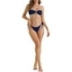 thumbnail image 2 of Conjuntos de bikini de banda de metal para mujer de 2 piezas, traje de baño de lado atado, traje de baño de corte alto, ropa de baño X-Small azul oscuro, 2 of 5