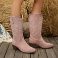 thumbnail image 5 of UngA Cowboy Boots Women Pointy Toe Women's Western Boots Cowgirl Boots Mid Calf Boots Pink,Size 8, 5 of 7
