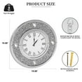 thumbnail image 5 of Silver Round Glass Mirrored Wall Clock 20inch with Crystal Sparkle Twinkle Bling Crush Diamond for Wall Decorative Home Décor, 5 of 13