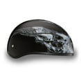 thumbnail image 4 of Daytona Helmets D6-SFS ‘Skull Cap’ with Silver Skull Flames Half Face Helmet Black, 4 of 6