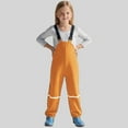 thumbnail image 2 of Gelikeya Kids Girls Boys Rain Pants Waterproof Bib Overalls Toddler Mud Proof Rain Wear Windproof Suspender Trousers Orange 12-24 Months, 2 of 7