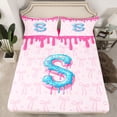 thumbnail image 2 of Feelyou Cartoon Monogrammed S Twin Sheet Sets, Bowknot Love Heart Bedding, 3pcs, 2 of 7
