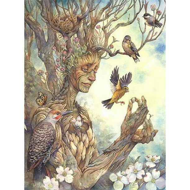 Taladro diamante pintura (DE4174) 5D DIY completo pájaros y árbol hombre bordado mosaico Kit 40x50cm FLhrweasw Nuevo