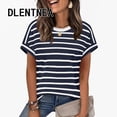 thumbnail image 2 of Dlentnea Womens Striped Tops Short Sleeve Shirts Summer Fashion Outfits Dressy Casual Business Blouse Clothes, 2 of 7