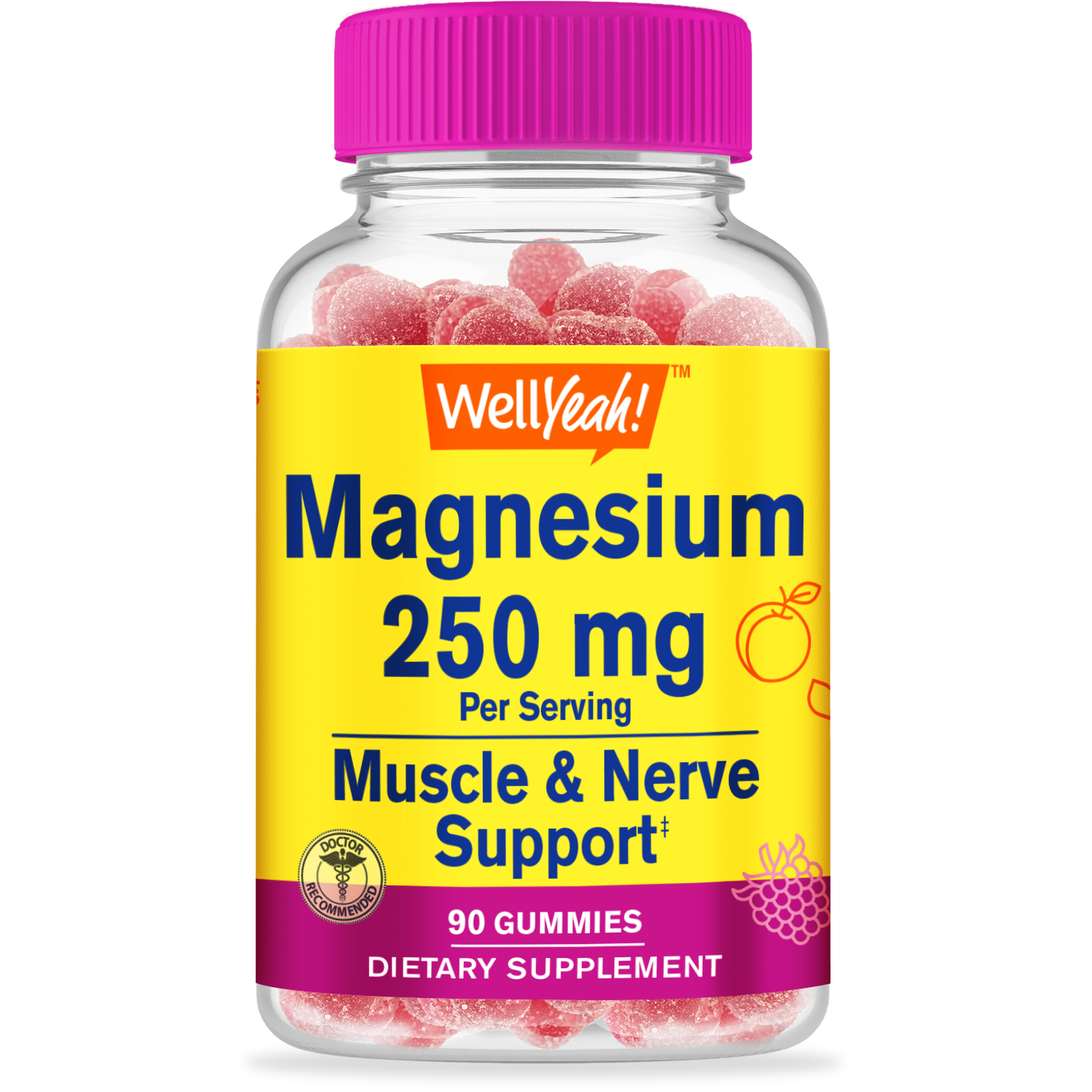 WellYeah Magnesium Citrate Gummies 250mg - Highly Absorbable Stress Relief, and Sleep Support Chewable Supplement, Gluten-Free, Non-GMO - Natural Fruit Flavors - 90 Gummies…