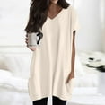 thumbnail image 2 of TQWQT Women's Plus Size Long Shirts for Legging Oversized Tunic Tops with Pockets V Neck Short Sleeve T-Shirt Summer Solid Color Long Tops, 2 of 5