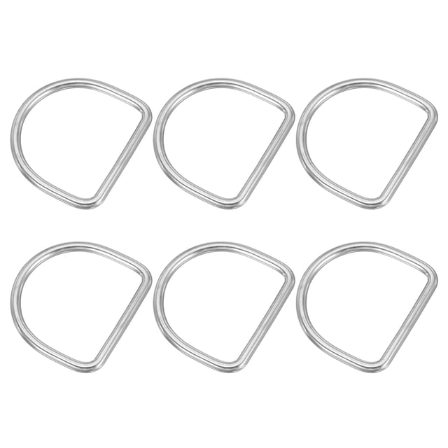 Uxcell Metal D-Rings Stainless Steel D Ring Welded Solid Dee Rings DIY Accessories for Belts Sewing Dog Collars Webbing Straps 5x50mm