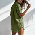 thumbnail image 4 of Women Cotton Swimsuit Coverup Shirt Dress Button Down Bathing Suit Cover Up Beach Vacation Outfits, 4 of 5