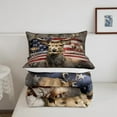 thumbnail image 4 of Erosebridal American Flag Deer Bedding Comforters Queen Size, Brown Wildlife Animal and Trees Theme Comforter Set, Red Blue USA Flag Print Natural Quilt Set Teens Present, 4 of 6