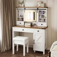 thumbnail image 4 of Costway Farmhouse Vanity Desk with Sliding Mirror Makeup Vanity Table with 3 Lighting Modes, 4 of 10