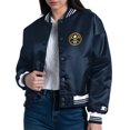 thumbnail image 2 of Women's Starter  Navy Denver Nuggets Printed Logo Cropped Satin Varsity Full-Snap Jacket, 2 of 3