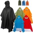 thumbnail image 2 of Typpkmm 3-in-1 Long Raincoat, Waterproof Adult Poncho, Hooded Outdoor Shell, Camouflage A, 2 of 6