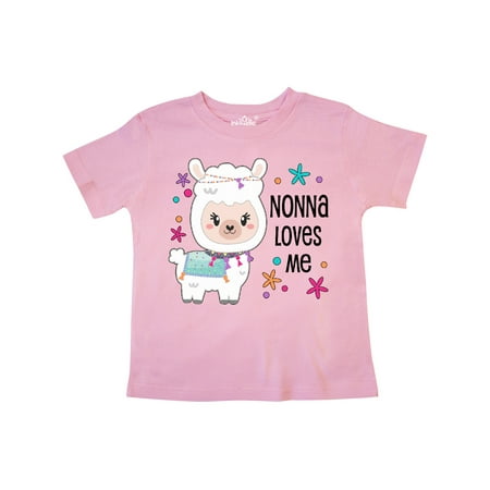 

Inktastic Nonna Loves Me- cute and happy llama Gift Toddler Boy or Toddler Girl T-Shirt
