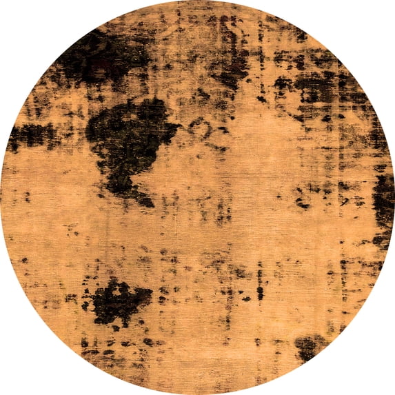 Ahgly Company Indoor Round Abstract Orange Modern Area Rugs, 6' Round