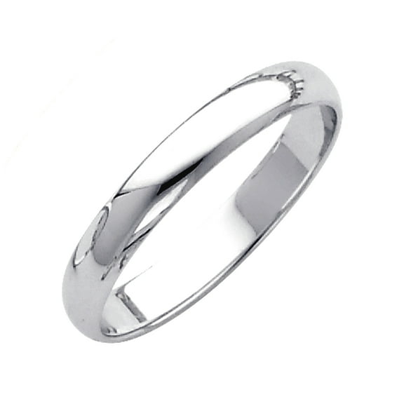 14k White Gold 3mm Plain Wedding Band Ring Size 6 Wedding Band for Women and Men - 1.9 Grams