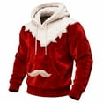 thumbnail image 2 of Ceisia Cozy Fleece-Lined Mens Loose Fit Santa Style Color Block Hooded Sweatshirt Gifts, 2 of 5