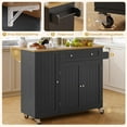 thumbnail image 6 of HAUXITIO Kitchen Island with Drop Leaf,Towel Rack, Rolling Cart with Spice Rack,Drawer and Storage for Kitchen,Black, 6 of 7