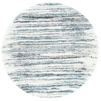 SAFAVIEH Fontana Danny Abstract Shag Area Rug, Ivory/Teal, 6'7" x 6'7" Round