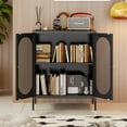 thumbnail image 5 of 2 Door Metal Mesh Storage Cabinet with 1 Adjustable Shelves-Steel Locker Cabinet for Living Room, Bedroom, Hallway, Office Room, Home, Hotel, Kitchen, Garage, 2-Tier (Mesh Door, Black), 5 of 10