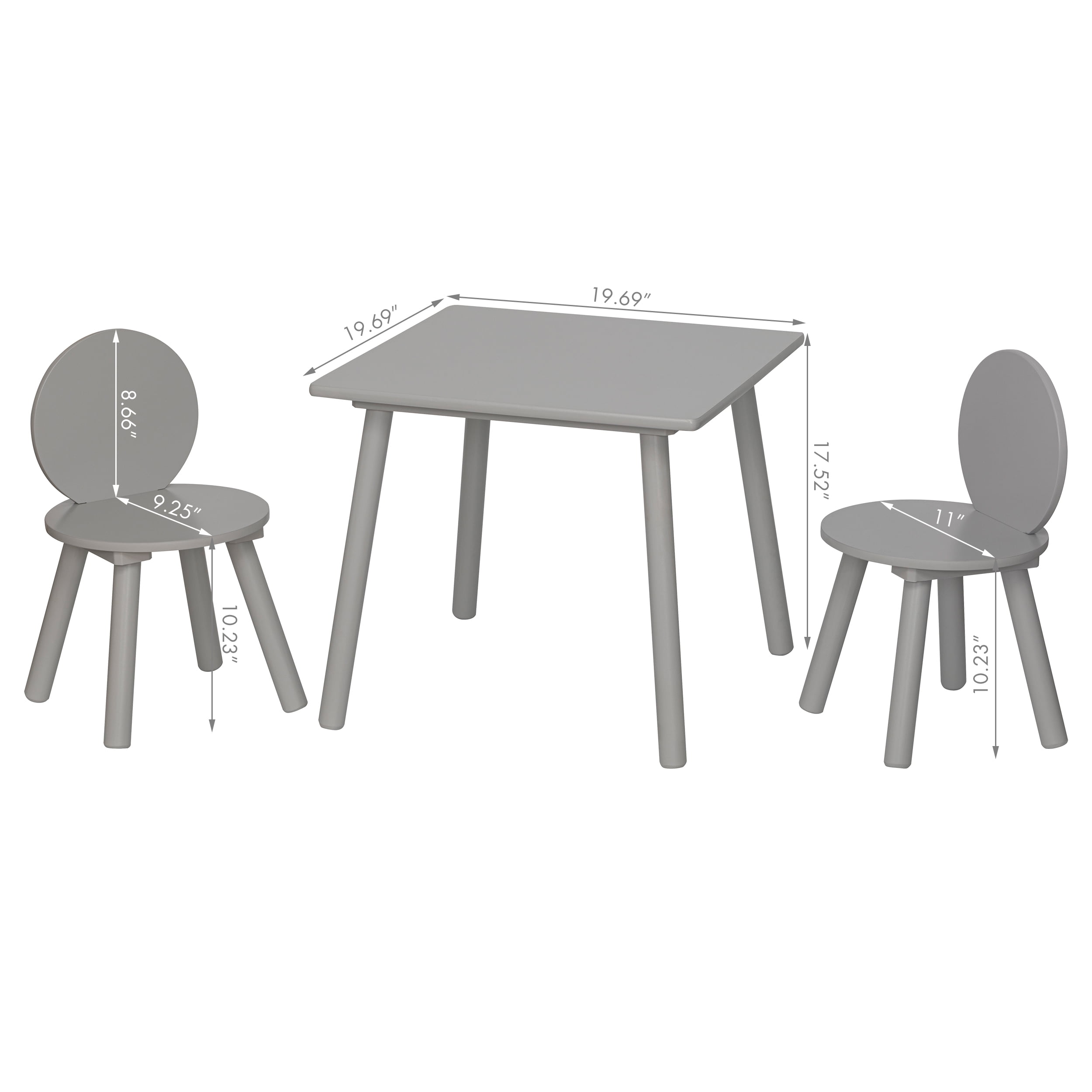 STAROUS 2-in-1 Kids Table with 2 Chairs Set, Gray