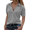 thumbnail image 2 of pstuiky Womens Shirts Casual Short Sleeve Solid Color Womens Blouses Formal Loose Fit V-Neck Athletic Shirts Blouses for Women, 2 of 7