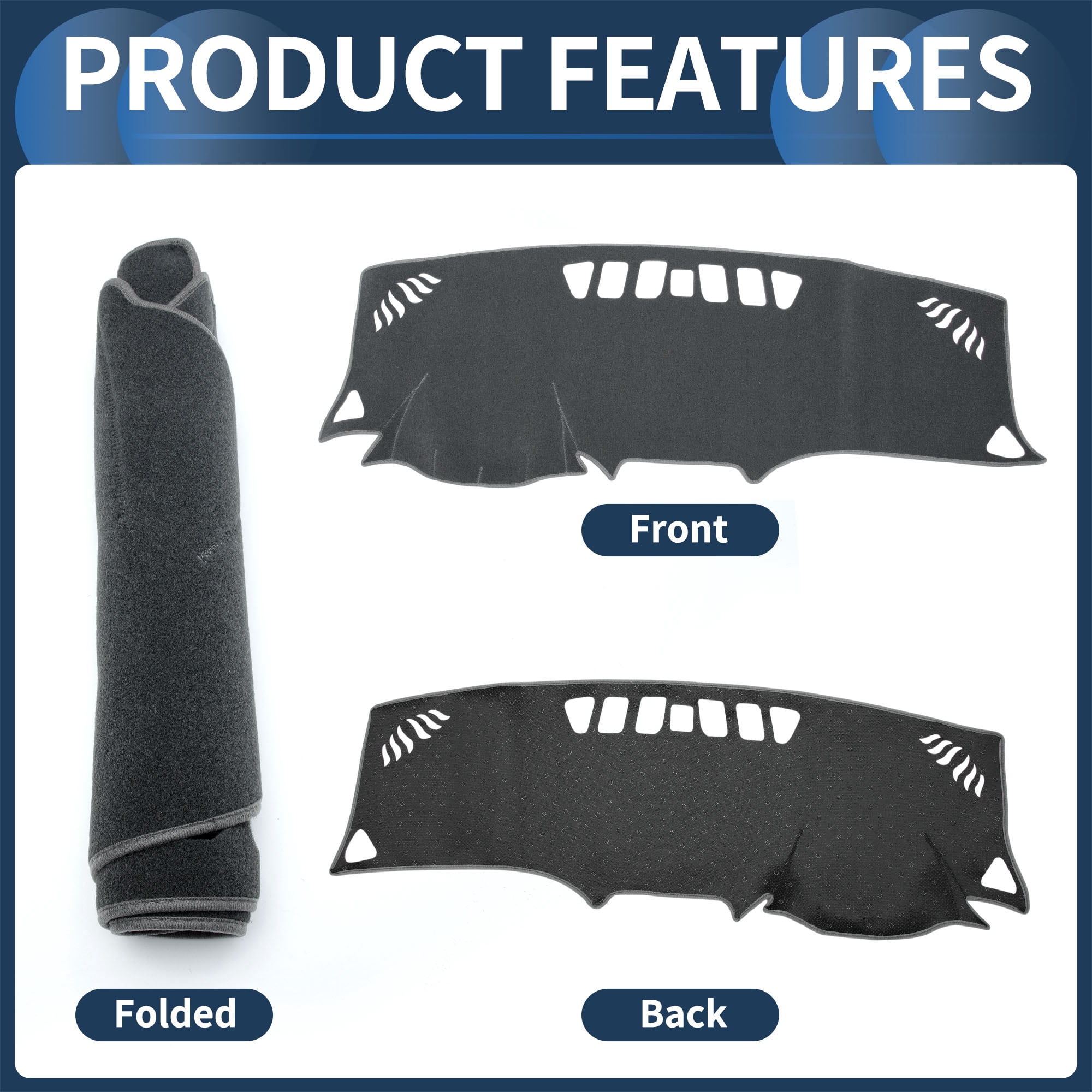 Dashboard Cover Dash Cover Mat Carpet for Chevy Equinox 2018-2022 Polyester Gray
