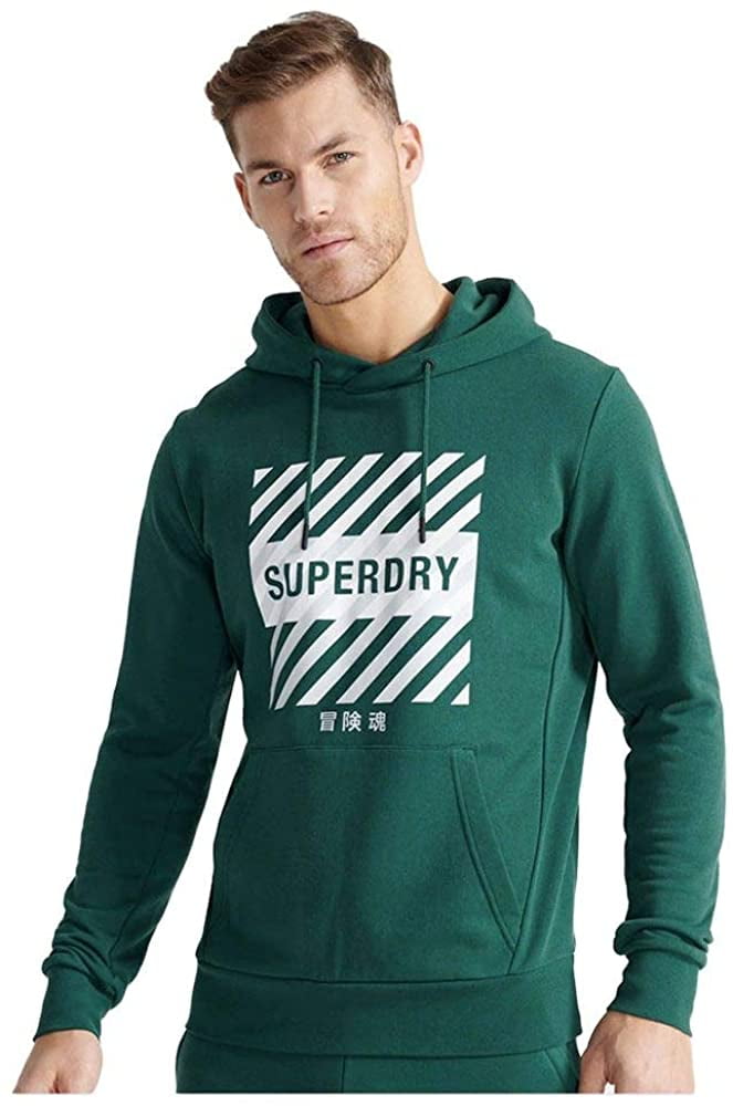 Superdry Sport Men's Deep Navy Colorblocked Flex Fleece Pullover Hoodie 