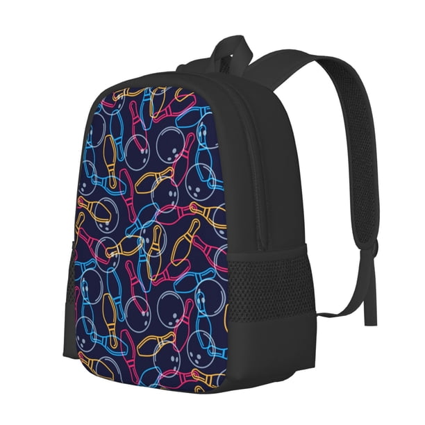 Fotbe Multicolor Bowling Mochila para Hombre y Mujer - Tela Oxford 600D Resistente - Mochila Impermeable de Gran Capacidad para Escuela, Viajes y Senderismo